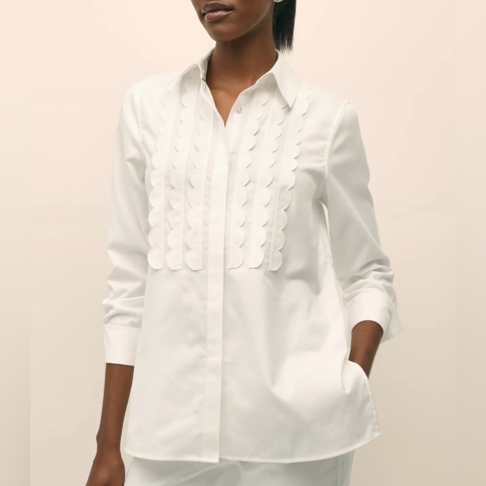 Brooks Brothers Relaxed Supima Cotton-Blend Scallop Detail Shirt size M